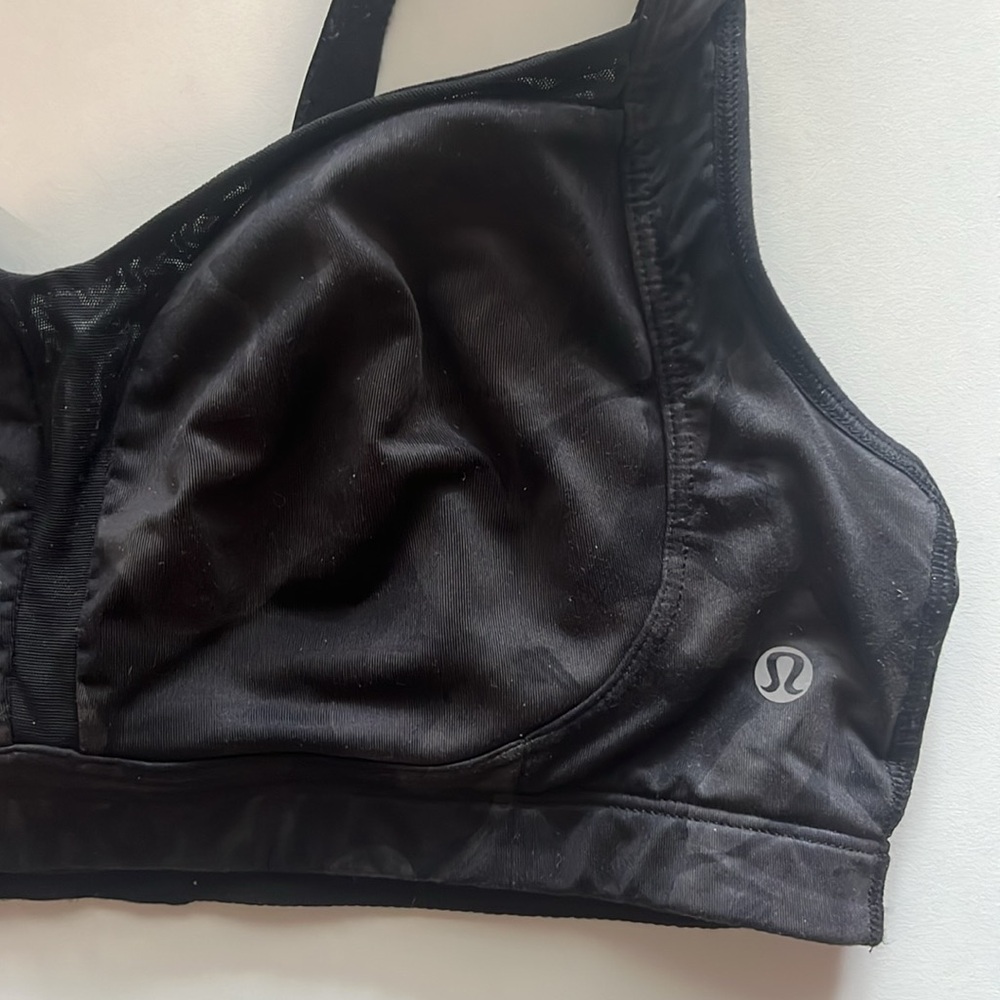 Lululemon Sports Bra 38D black sheer mesh floral
